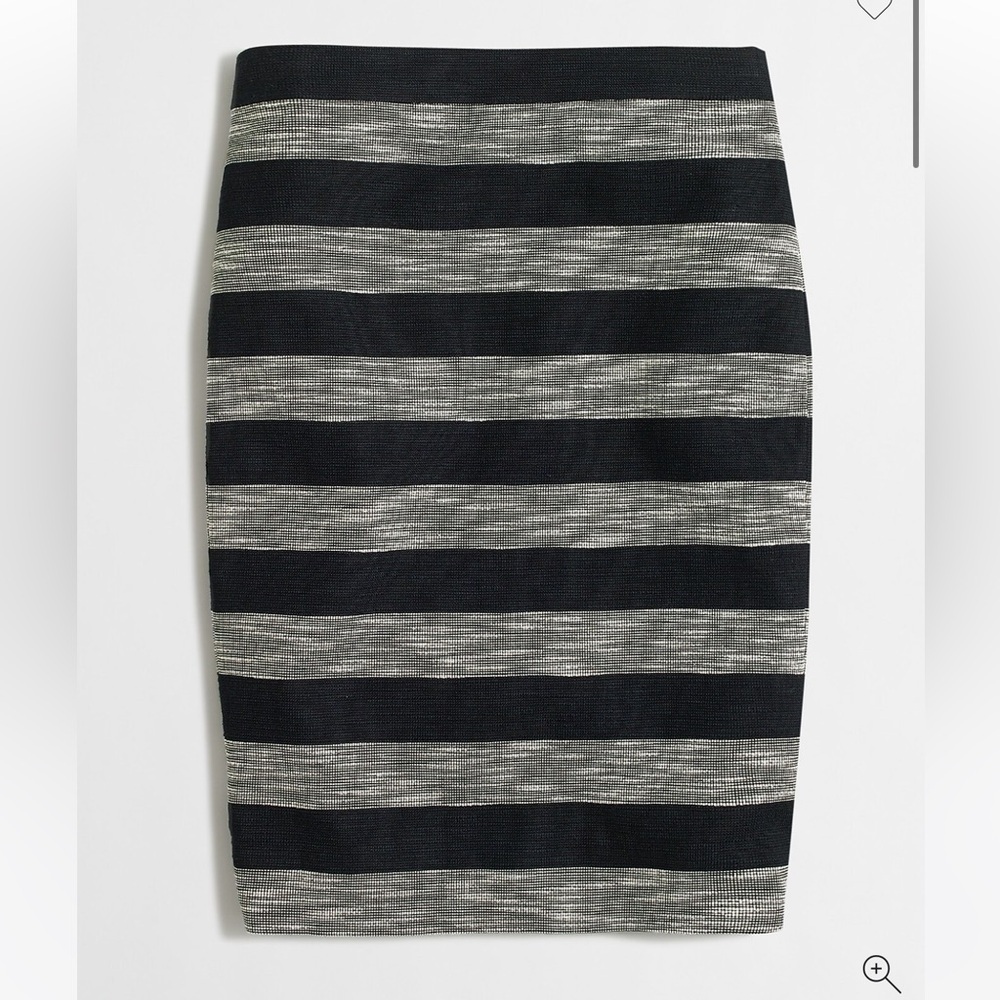 J. Crew Black and White Striped Jacquard Pencil Skirt Lined
